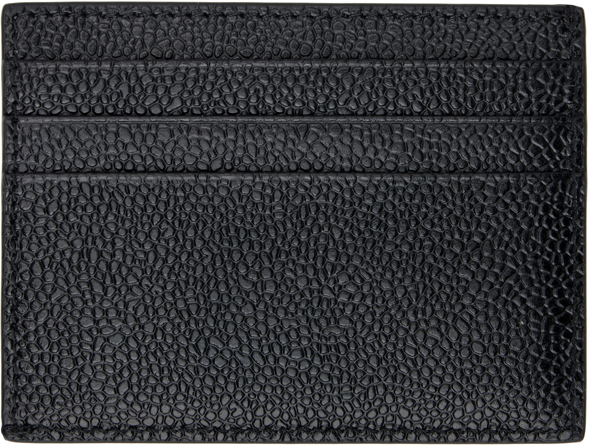 Thom Browne Black Lucido Leather Single Card Holder