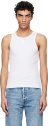 GANNI White Soft Cotton Rib Tank Top