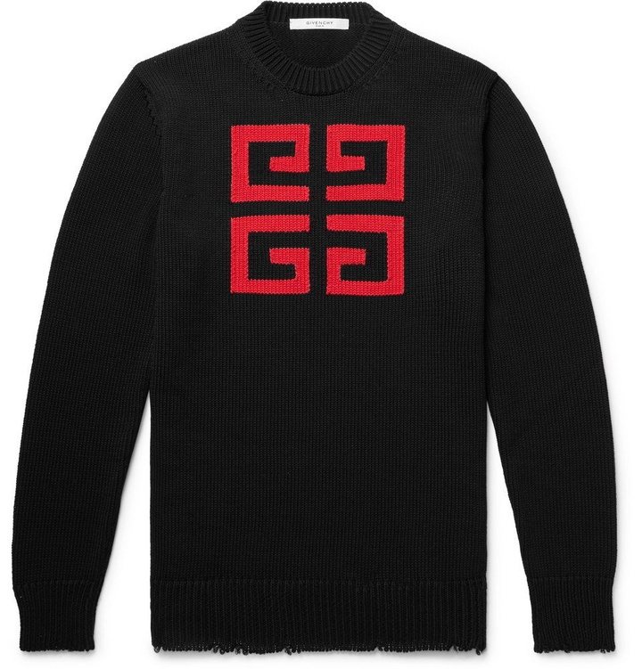 Photo: Givenchy - Slim-Fit Logo-Intarsia Cotton Sweater - Black