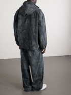 Balenciaga - Logo-Embroidered Distressed Printed Denim Hooded Jacket - Blue