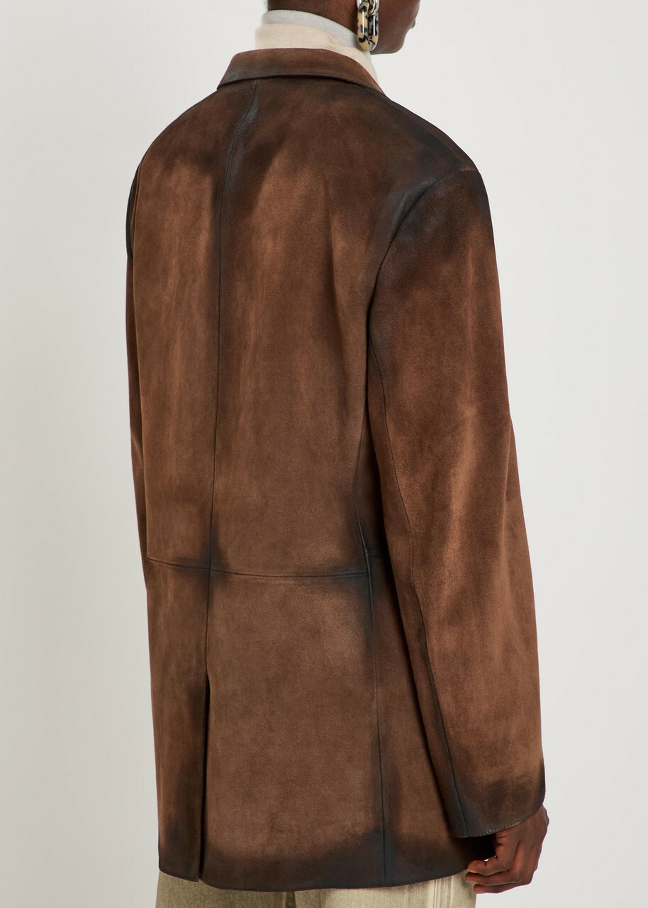 Acne Studios Distressed Suede Blazer Brown