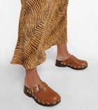 Ganni - Embellished leather clogs