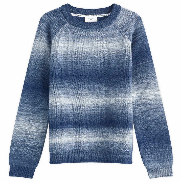 Photo: Percival Men's Patina Ribbed Crew Neck Sweater in Blue