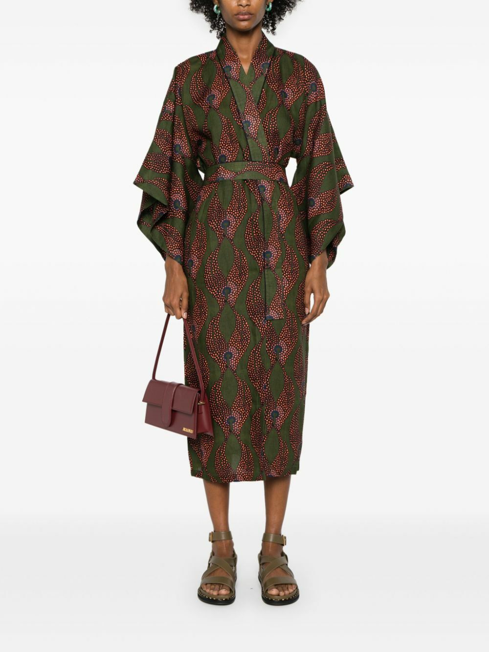 Maison La Plage Green Ravello Belted Linen Dress