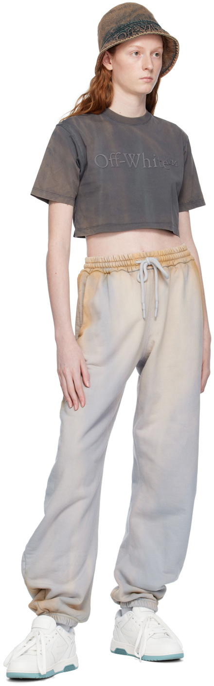 Off-White Beige & Blue Drawstring Lounge Pants