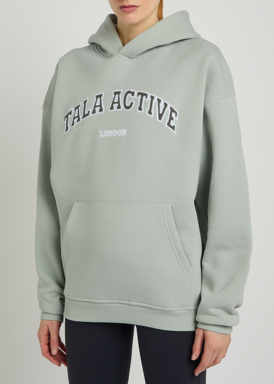 Tala Logo-embroidered Hooded Cotton-blend Sweatshirt Sage