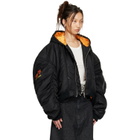 LU'U DAN Black Distorted MA1 Bomber Jacket