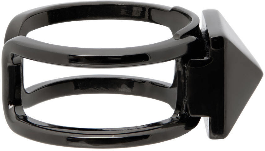 Valentino Garavani Black Ruthenium Rockstud Ring