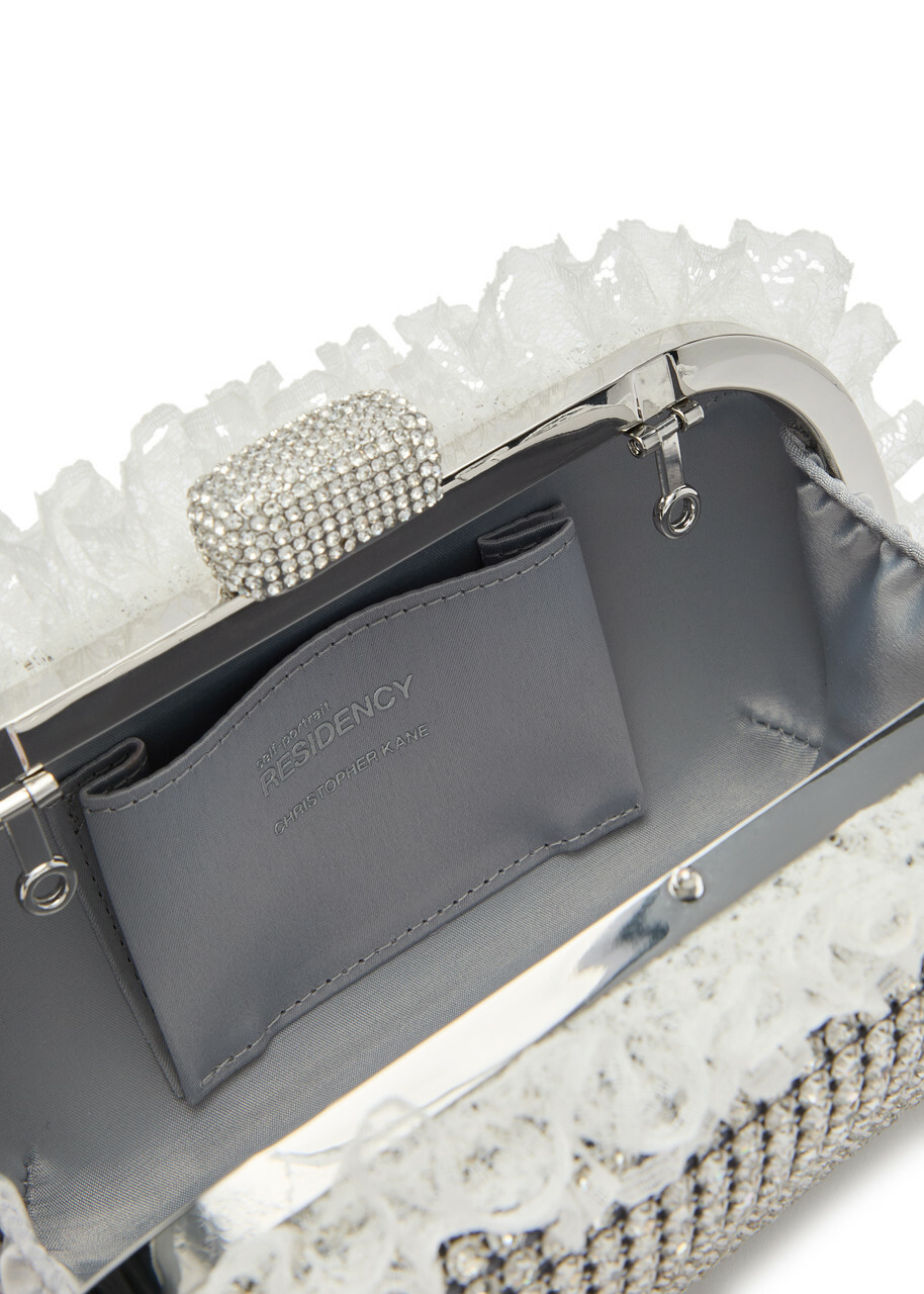 Self-portrait X Christopher Kane Lace and Crystal-embellished box Clutch - Silver - One Size
