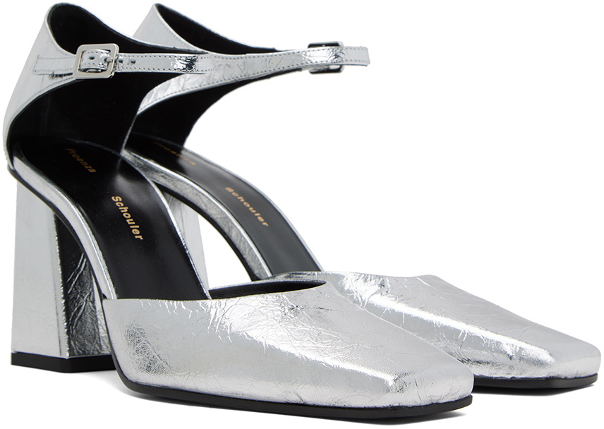 Proenza Schouler Silver Quad Ankle Strap Pumps Proenza Schouler