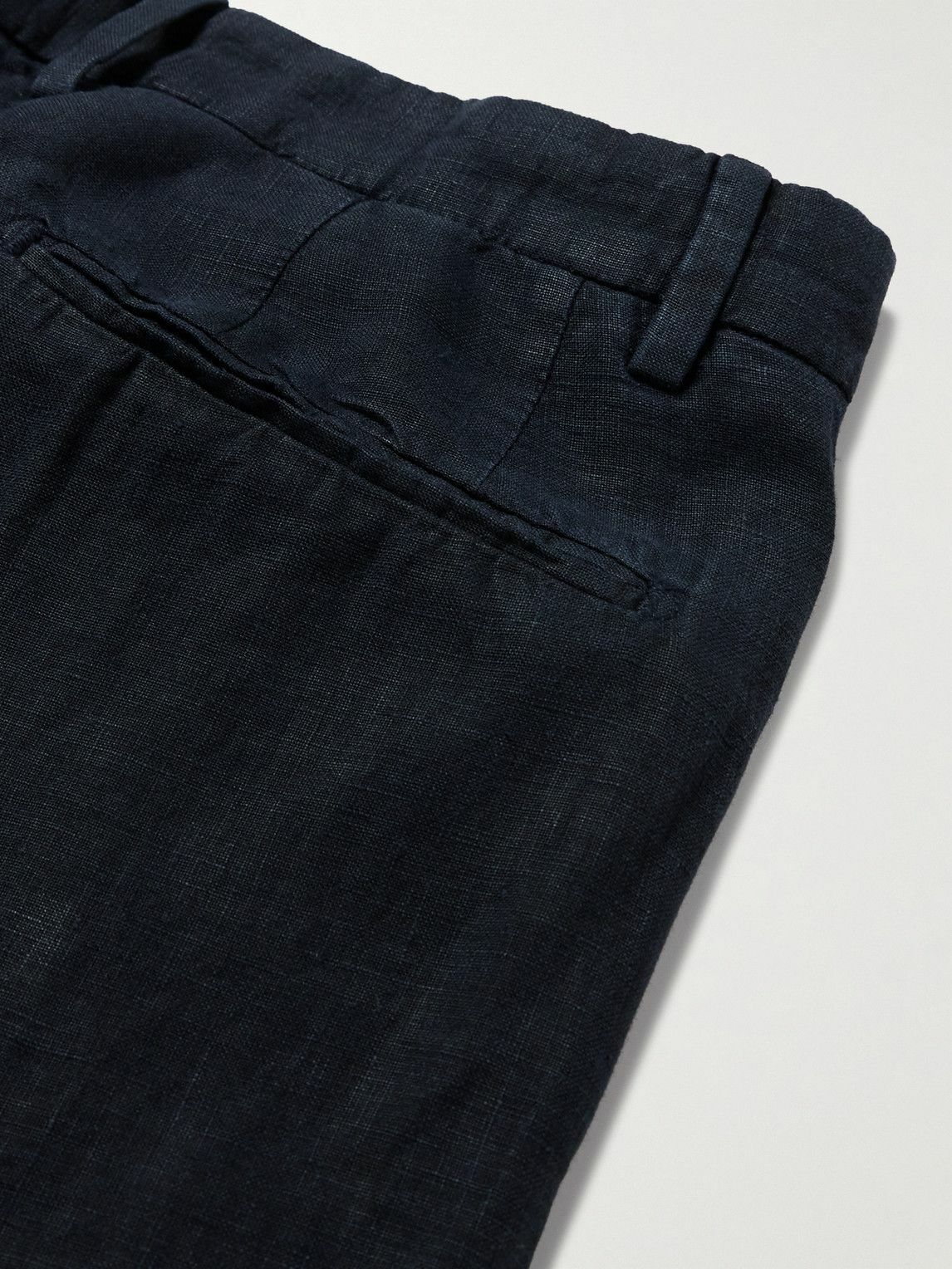 Boglioli - Straight-Leg Pleated Linen Trousers - Blue