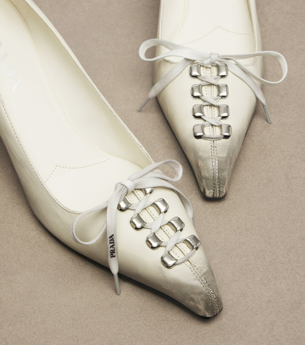 Prada Distressed leather pumps