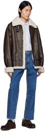 Dunst Brown Loose-Fit Faux-Leather Jacket