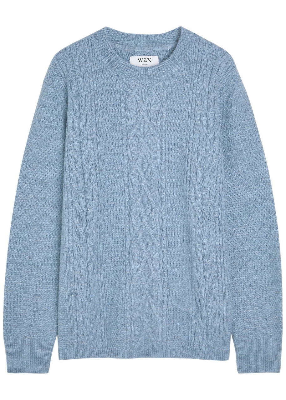 Wax London Hyatt Cable-knit Jumper Blue