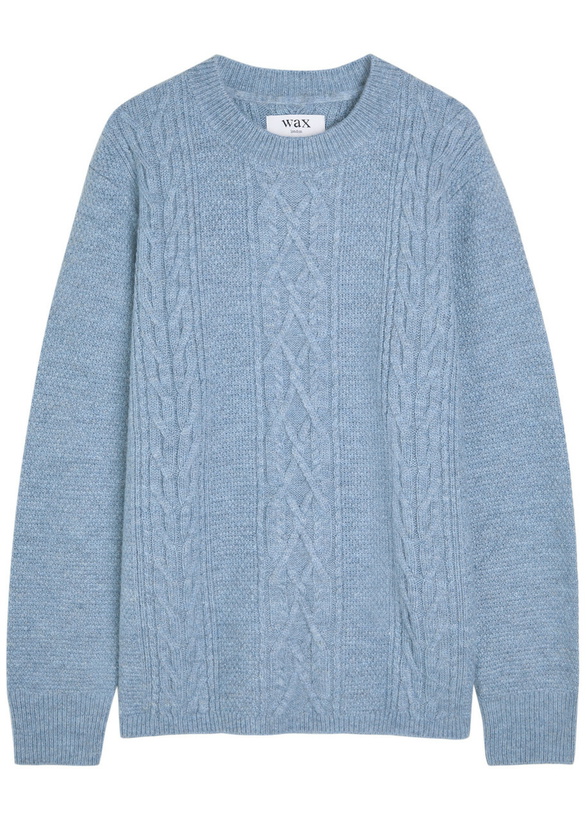 Photo: Wax London Hyatt Cable-knit Jumper Blue
