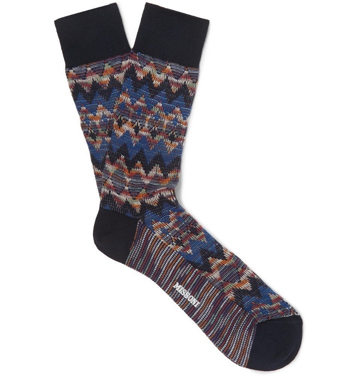 Photo: Missoni - Crochet-Knit Cotton-Blend Socks - Navy