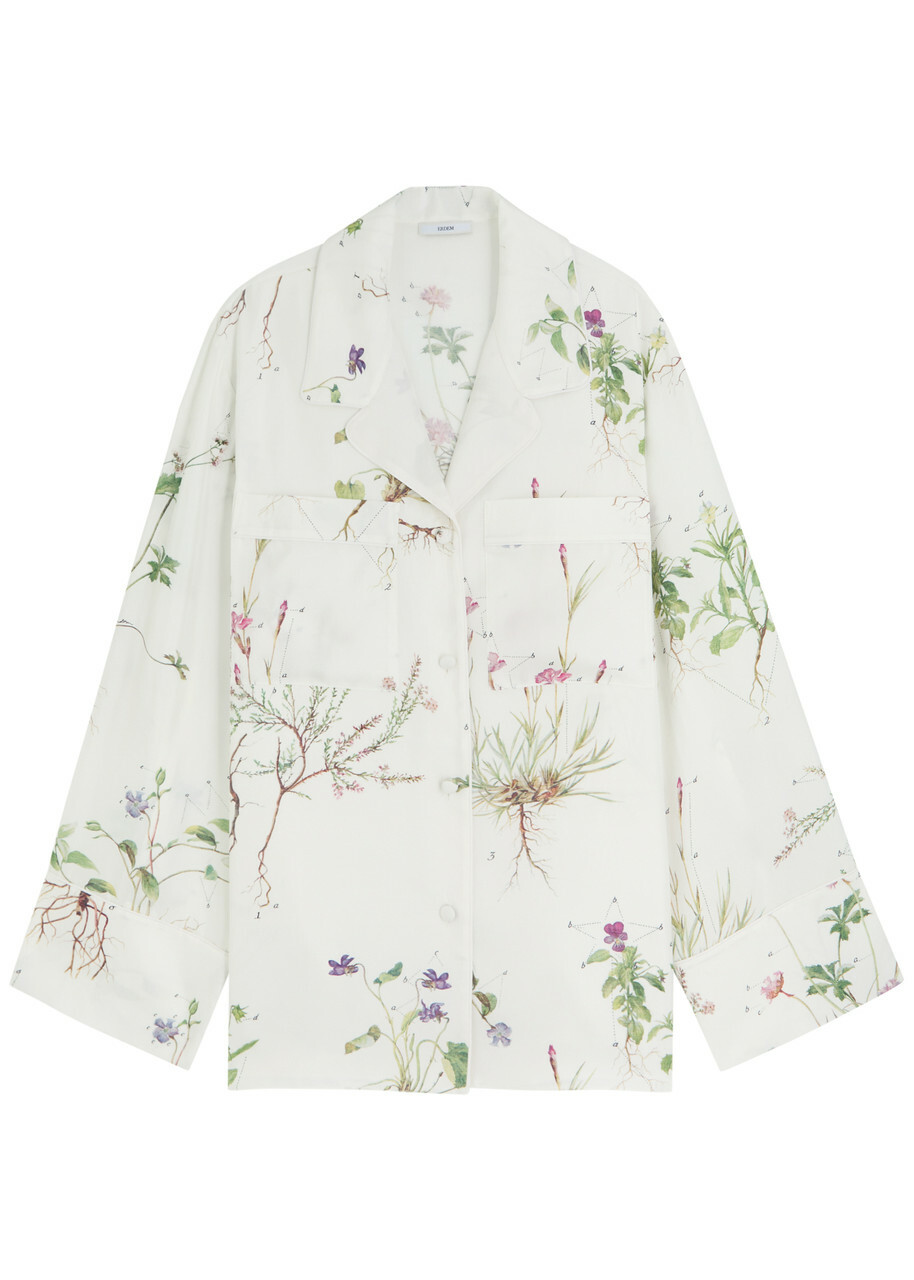 Erdem Printed Silk Pyjama Shirt Multi Floral