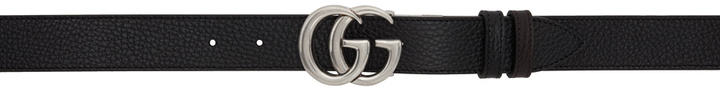 Photo: Gucci Reversible Black & Brown Thin GG Marmont Belt