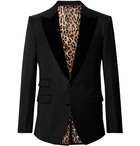 Dolce & Gabbana - Black Slim-Fit Velvet-Trimmed Wool and Cotton-Blend Twill Tuxedo Jacket - Men - Black