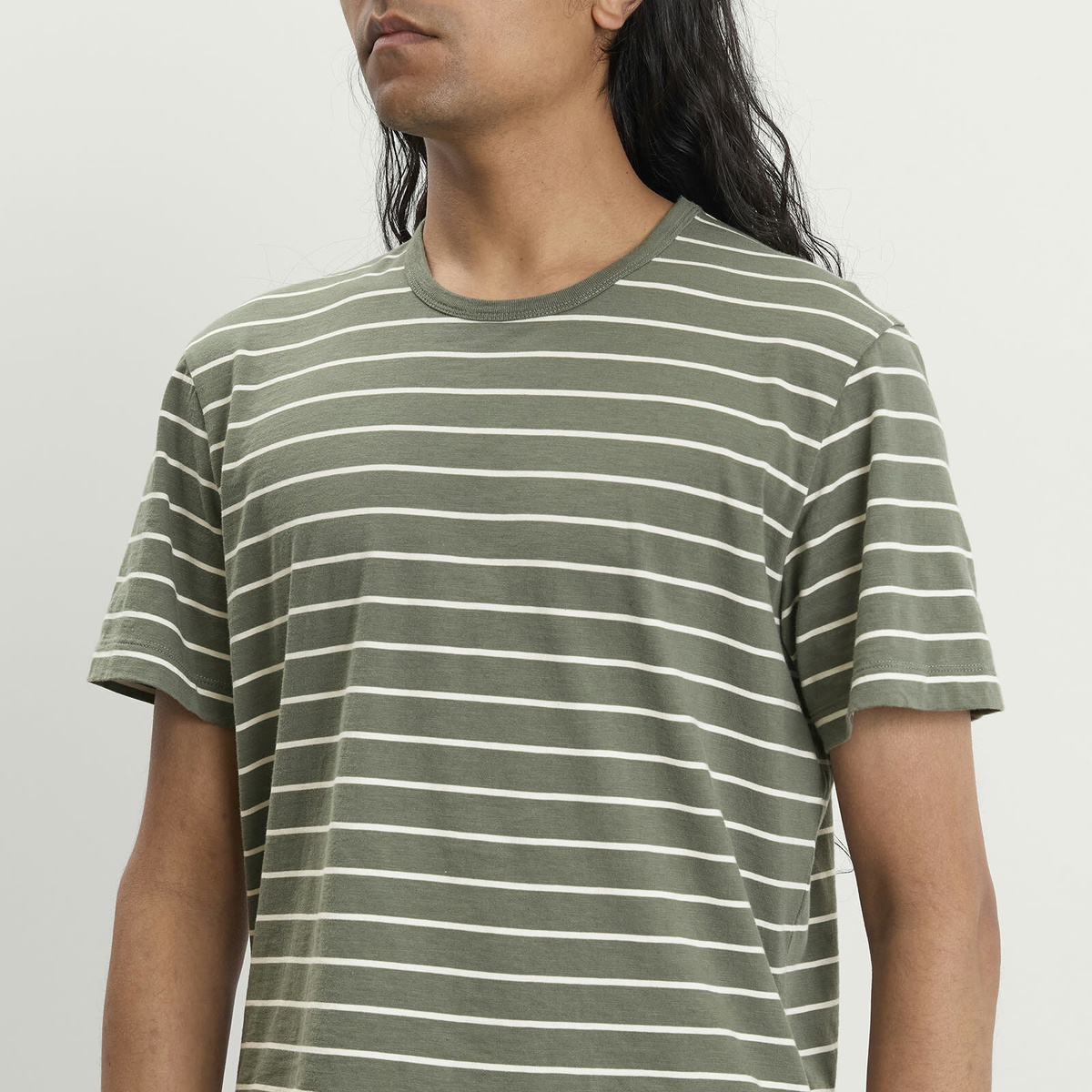 END. x Ronning Men's Striped T-Shirt in Sage Green Stripe