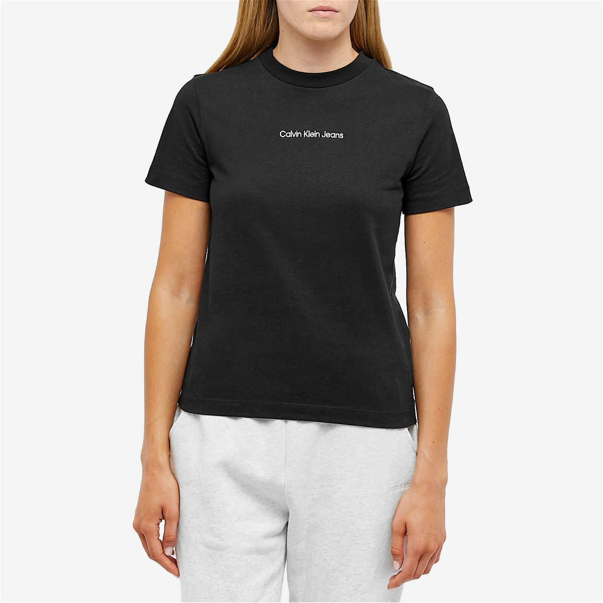 Calvin Klein Women\'s Institutional Calvin Black Klein Straight in Ck T-Shirt