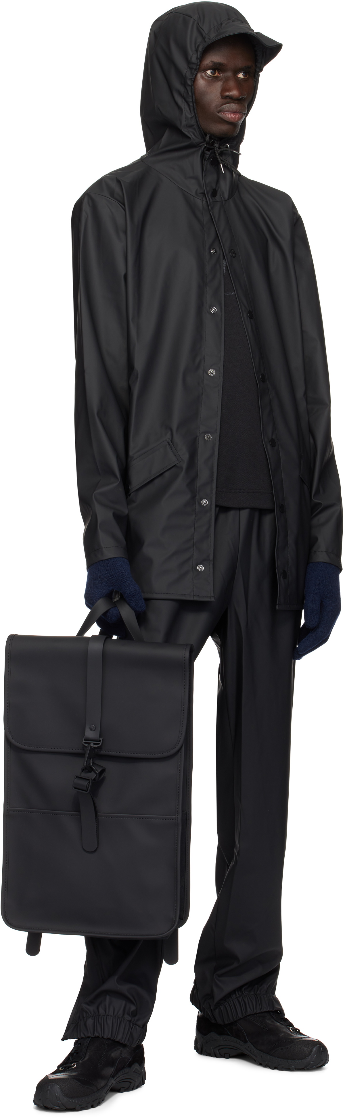 RAINS Black Breathable Rain Jacket