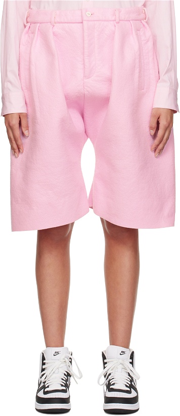 Photo: Comme des Garçons Homme Plus Pink Pleated Shorts