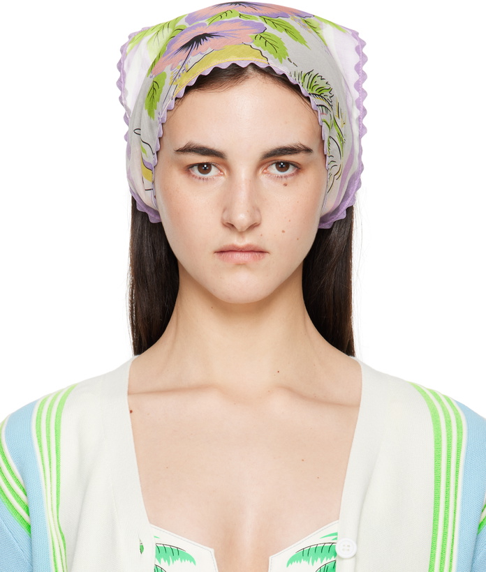 Photo: Anna Sui Purple & White Florida Silk Voile Headscarf