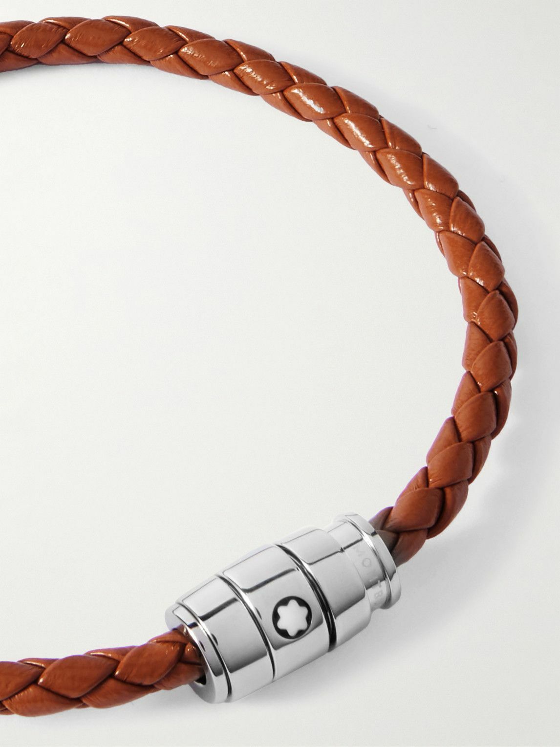 Montblanc - Meisterstück 3-Ring Stainless Steel and Woven Leather Bracelet - Brown