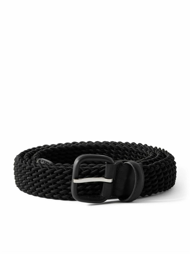 Photo: Charvet - 2.7cm Leather-Trimmed Woven Cord Belt - Black