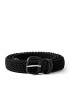 Charvet - 2.7cm Leather-Trimmed Woven Cord Belt - Black