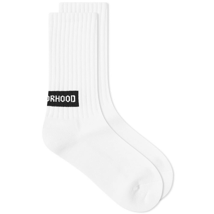 Photo: Neighborhood Men's Logo Heel Sock in White