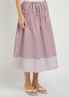 Liberowe Eve Checked Cotton Midi Skirt Pink