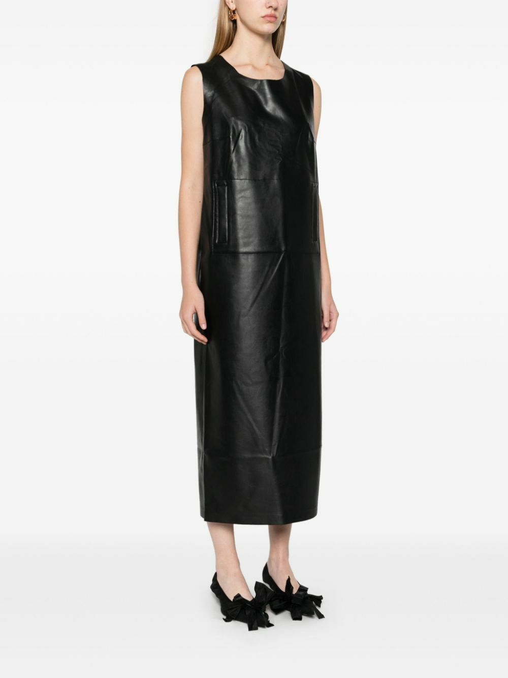 NORMA KAMALI - Faux Leather Sleeveless Dress womens Norma Kamali NORMA KAMALI - Faux Leather Sleeveless Dress womens Norma Kamali