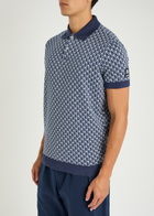 Sandbanks Monogram-intarsia Cotton-knit Polo Shirt Navy