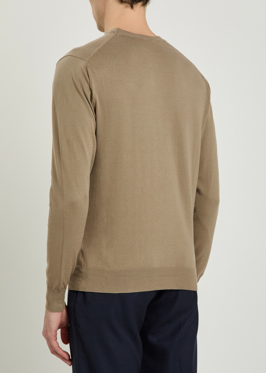 Sunspel Cotton Jumper Light Brown