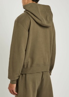 Saint Laurent Logo-embroidered Hooded Cotton Sweatshirt Khaki