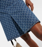 Gucci GG pleated denim jacquard midi skirt