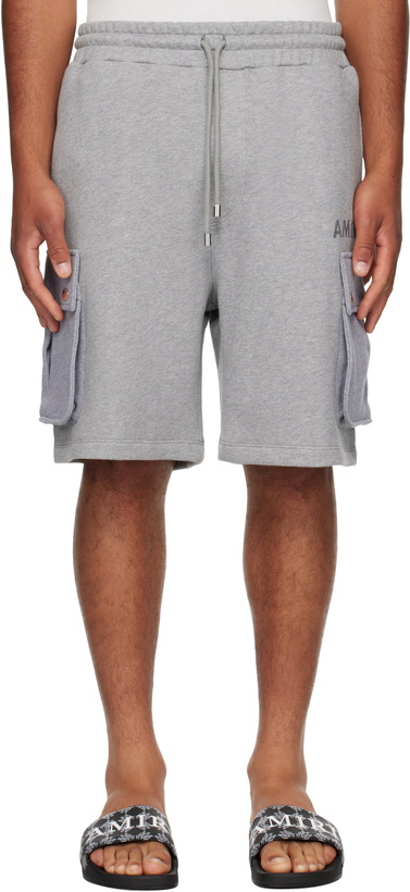 Photo: AMIRI Gray Stencil Cargo Shorts