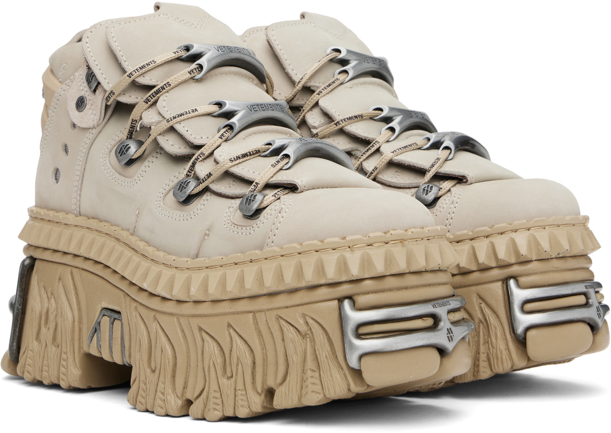 VETEMENTS Beige New Rock Edition Fire Platform Sneakers