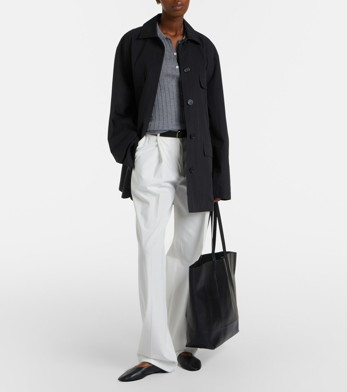 Toteme Ribbed-knit cashmere and silk polo shirt