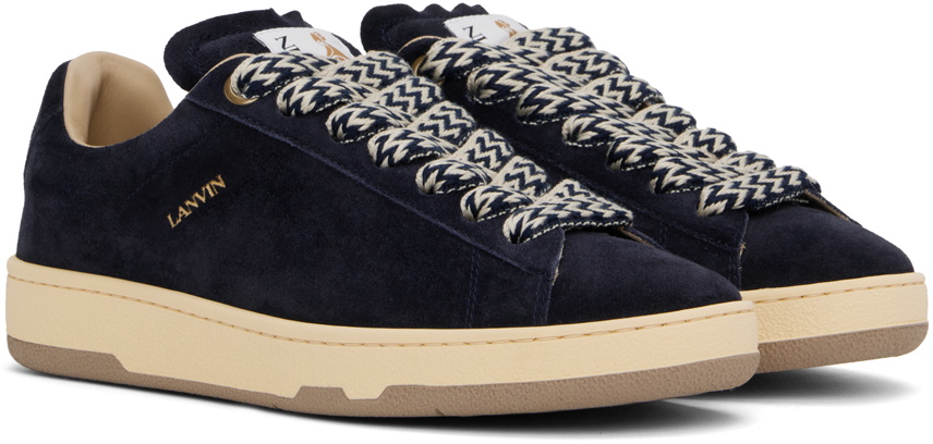【関税込み】Lanvin ネイビー スエード Curb Lite スニーカー Lanvin Navy Suede Curb Lite Sneakers Lanvin