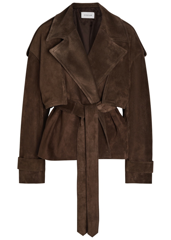 Photo: Armarium Flamina Belted Suede Trench Jacket Brown