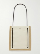 SAINT LAURENT - Leather-Trimmed Logo-Print Linen and Cotton-Blend Canvas Messenger Bag - Neutrals