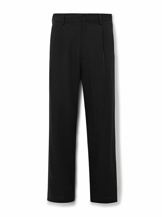 Photo: Auralee - Straight-Leg Pleated Cotton and Wool-Blend Gabardine Trousers - Black