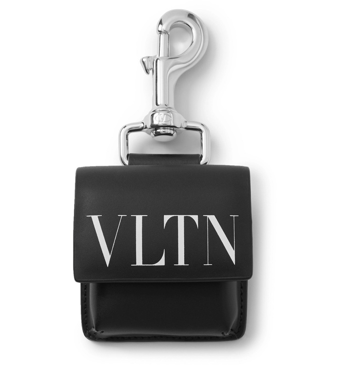 Photo: Valentino - Valentino Garavani Logo-Print Leather Earbuds Case - Black