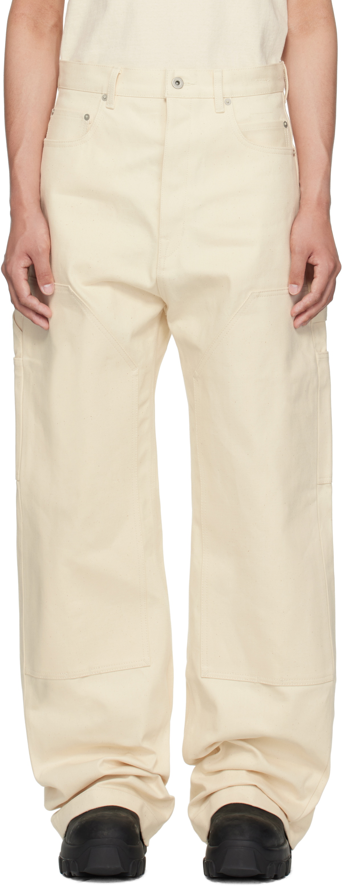 Rick Owens DRKSHDW Off-White Hollywood Double Knee Geth Cut Jeans