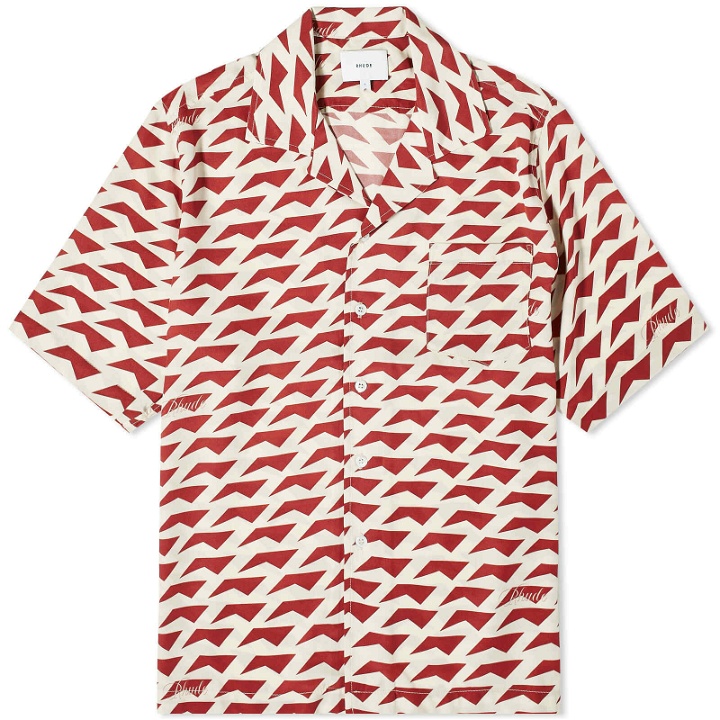 Photo: Rhude Men's Dolce Vita Silk Shirt in Red/Cream