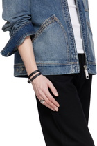 McQueen Black T-Bar Double Wrap Bracelet