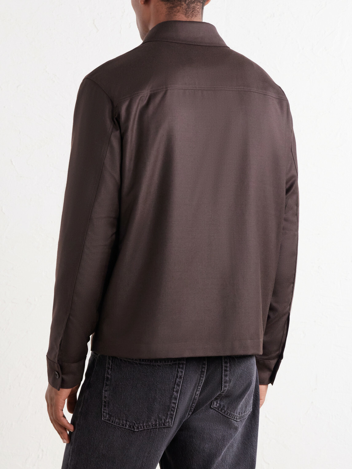 NN07 - Alban 10052 Brushed Wool-Blend Flannel Blouson - Brown